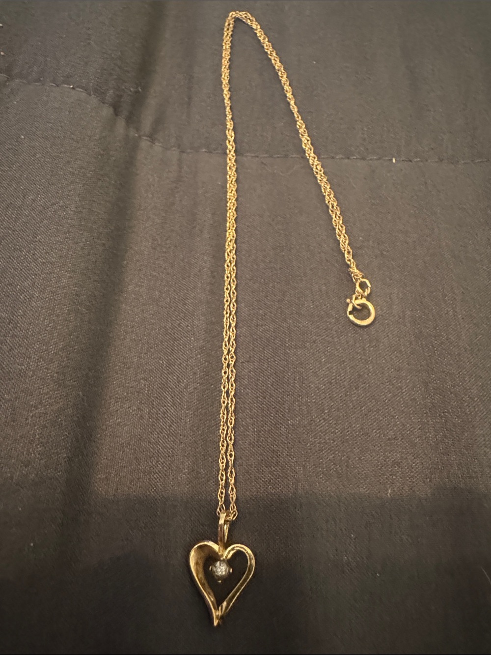 Gold Heart Pendant Necklace with Clear Accent - Women Jewelry